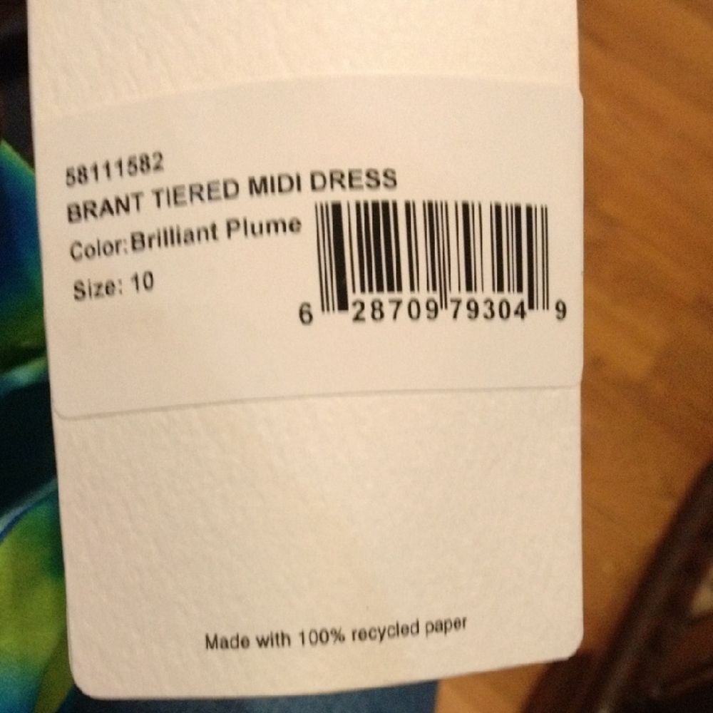 AMUR Blue and Green Pleated Midi Dress - Picture 4 of 5